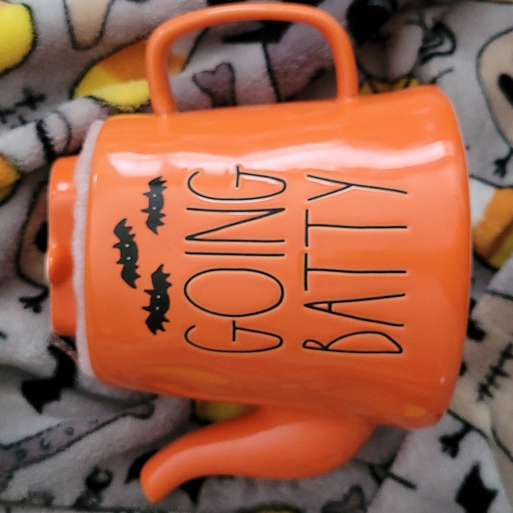 Rae Dunn Halloween Going Batty Teapot Orange 2022